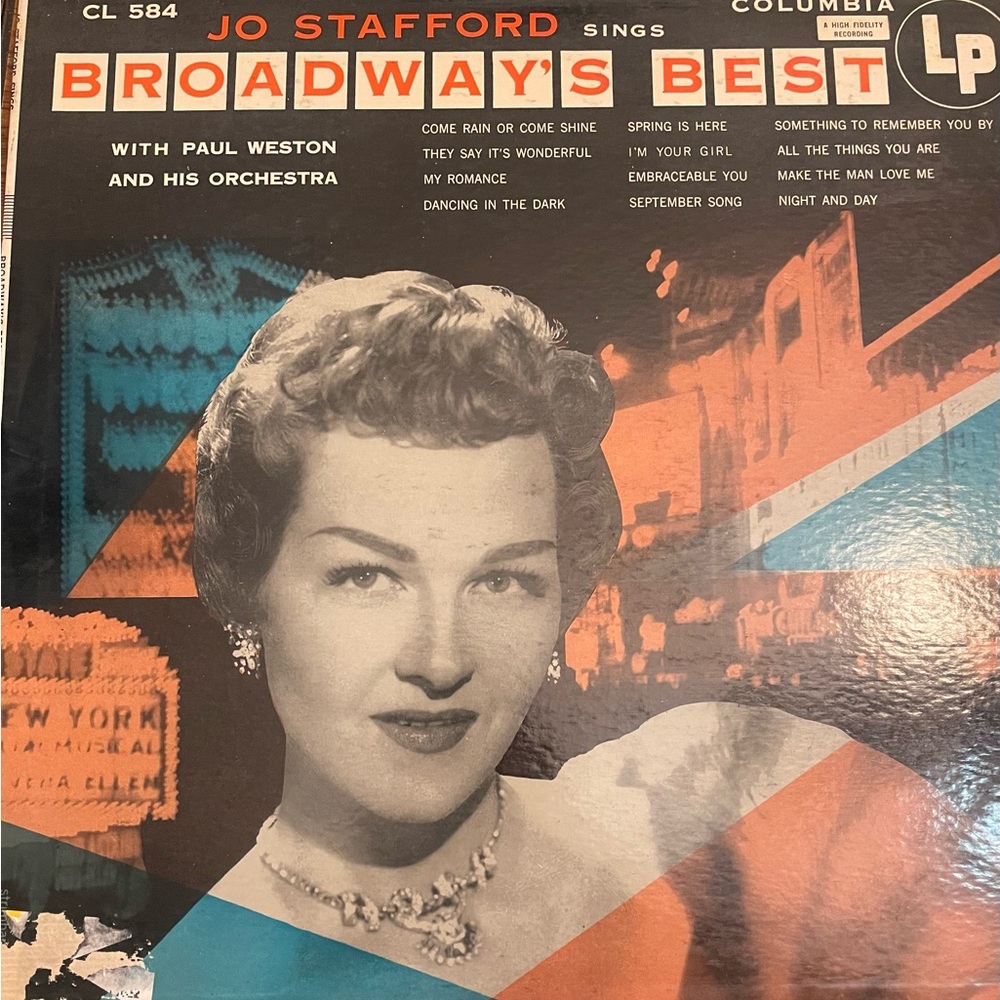 Columbia Broadway's Best Album Cover with Orange and Blue Accents